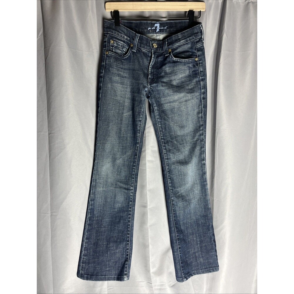 7 For All Mankind Jeans Women 27 Blue Denim Stretch Bootcut Cotton Straight Fit